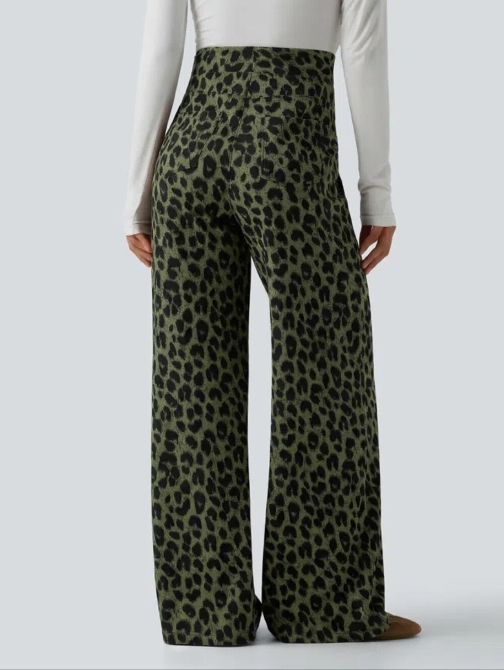 HALARA Leopard-Print Wide Leg Pants - Green & Black, NWT! - Picture 2 of 9